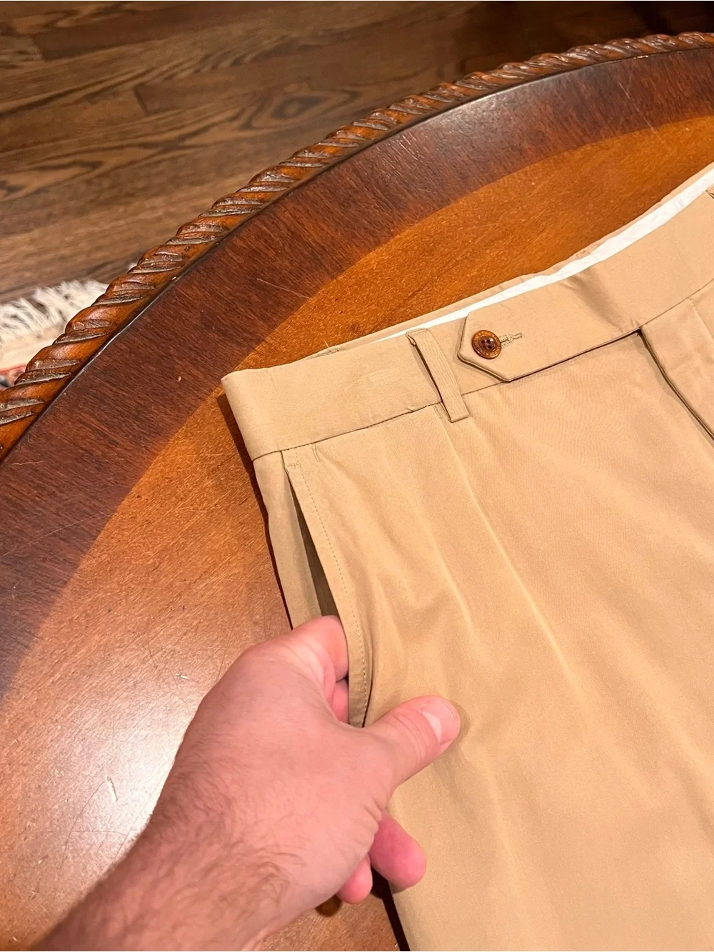 Polo Ralph Lauren Men’s Premium Silk/Cotton Flat Front Trousers Khaki 32x32 Pant